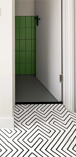 Contemporary black and white geometric cement tiles